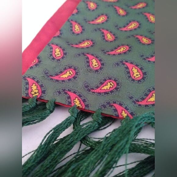 Men's Long Scarf Fringe Paisley Vintage - Picture 8 of 8